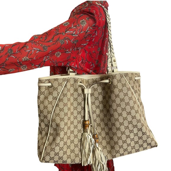 Gucci Handbags - 💎✨Beautiful✨💎 Gucci Peggy Beige Dark Brown Cream Tote Bag